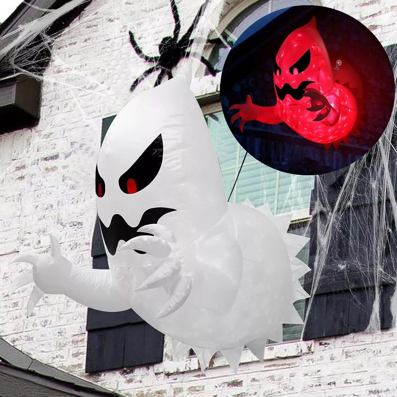 4.5ft Inflatable with LED Flying Ghost Broke Out from Window Halloween Decor